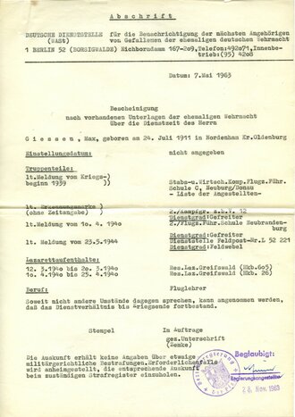 Verleihungsurkunde für das "Zivil Abzeichen für Fluzeugführer" datiert 1936,  dazu diverse Fotos des Mannes