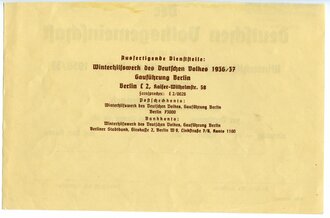 Nachweis WHW über eine Spende, datiert 1936/37, nicht ausgefüllt, oben abgeschnitten