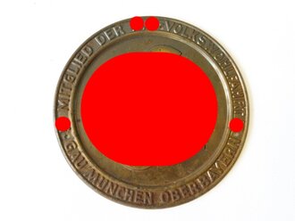 Türplakette "Mitglied der NS Volkswohlfahrt Gau München Oberbayern" Durchmesser 74mm