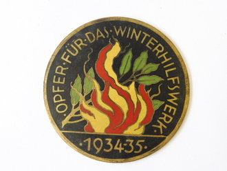 Plakette aus Messing "Opfer für das Winterhilfswerk 1934-35" Durchmesser 80mm