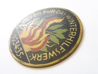 Plakette aus Messing "Opfer für das Winterhilfswerk 1934-35" Durchmesser 80mm