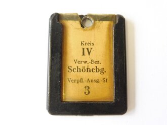 N.S. Volkswohlfahrt, Preßstoffmarke der Verpflegungsausgabestelle im Verwaltungsbezirk Schöneberg
