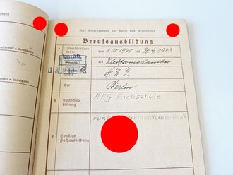 Flieger Technische Vorschule Berlin Wedding, Zeugnisheft, Arbeitsbuch und 3 Fotos