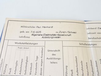 Flieger Technische Vorschule Berlin Wedding, Zeugnisheft, Arbeitsbuch und 3 Fotos