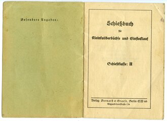 Schießbuch für Kleinkaliberbüchse und Einstecklauf für das Schießjahr 1934/35