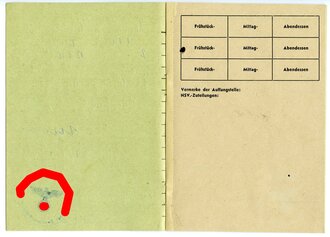 " Bombenpaß" Ausweis für Fliegergeschädigte , ausgestellt 1943 in Hannover