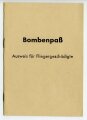 " Bombenpaß" Ausweis für Fliegergeschädigte , ausgestellt 1943 in Hannover