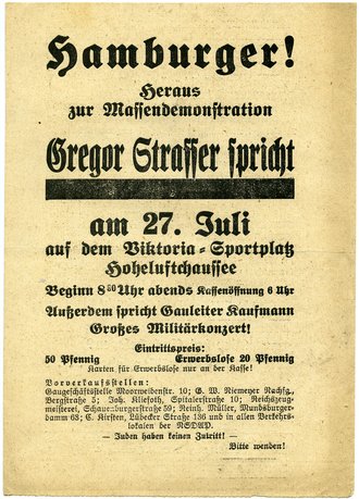 Handzettel "Georg Strasser spricht " am 27.Juli...