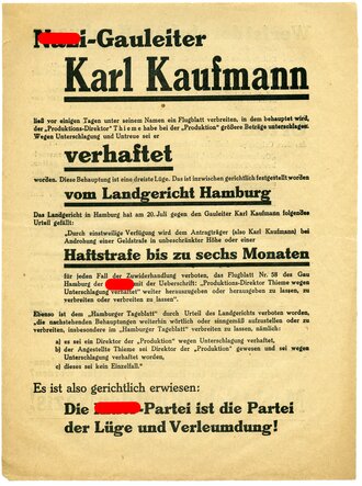 Anti Nationalsozialistischer Handzettel DIN A4
