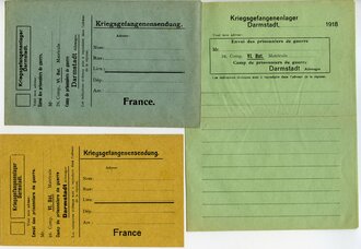 Kriegsgefangenenlager Darmstadt 1918 , 3 Vordrucke