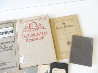 1. Weltkrieg, Konvolut von Büchern, Heften usw. Alles was auf den Fotos zu sehen ist