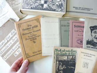 1. Weltkrieg, Konvolut von Büchern, Heften usw. Alles was auf den Fotos zu sehen ist