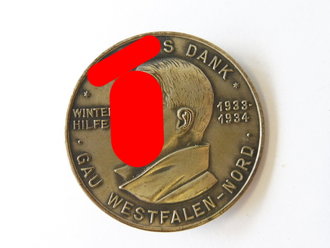 Hitlers Dank Metallabzeichen Winterhilfe 1933-1934 - Gau...