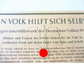 WHW 1941/42 "Ein Volk hilft sich selbst", Informationsplakat über die monatlichen Opferbeträge eines Betriebes, Maße 30 x 42 cm