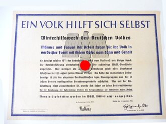 WHW 1940/41 "Ein Volk hilft sich selbst",...