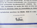 WHW 1940/41 "Ein Volk hilft sich selbst", Informationsplakat über die monatlichen Opferbeträge eines Betriebes, Maße 30 x 42 cm