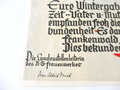 WHW Dankesurkunde "Bayerische Frauen und Mädchen.." 1933, Maße 26 x 34 cm, 