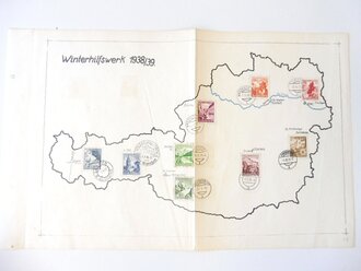WHW 1938/39 Briefmarken aufgeklebt auf einer Karte von...