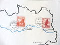 WHW 1938/39 Briefmarken aufgeklebt auf einer Karte von Österreich, Maße 31 x 50