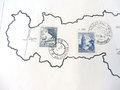 WHW 1938/39 Briefmarken aufgeklebt auf einer Karte von Österreich, Maße 31 x 50