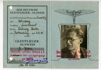 "Der Deutsche Gleitflieger Ausweis" ausgestellt 1932 von Deutscher Luftfahrt Verband