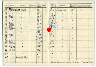 Deutscher Luftsport-Verband, Flugbuch für Segelflieger für einen Angehörigen der HJ Gruppe Ostland, datiert 1937-42. Dazu die Berechtigung das Gleitflieger A Abzeichen zu tragen