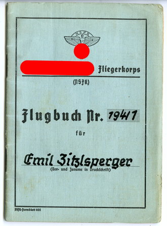NSFK, Flugbuch Segelfluggruppe Fliegerhorst Nellingen, datiert 1941