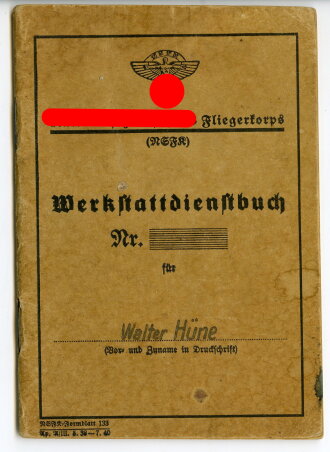 NSFK, Werkstattdienstbuch, datiert 1944