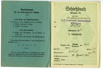 Schießbuch eines Angehörigen der Landespolizei Hundertschaft Eßlingen datiert 1935