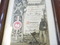 Gerahmte Urkunde zur Feuerwehr Ehrendenkmünze der Stadt Speyer datiert 1911. Maße des Rahmens 38x 53cm