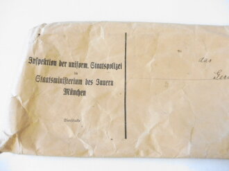 Polizei III.Reich, Paradefangschnur in neuwertigem Zustand, im originalen versandumschlag der Inspektion der unifor. Staatspolizei München