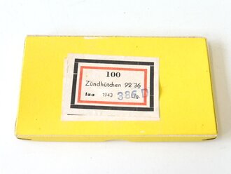 Pappverpackung " 100 Zündhütchen 92/36" ( für 2cm ) datiert 1943