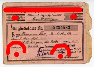 NSDAP Mitgliedskarte ausgestellt 1938