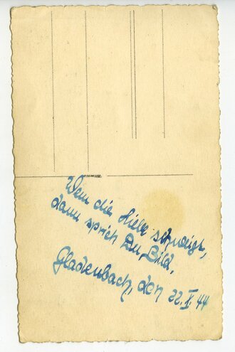 Foto eines Waffen SS Angehörigen im Postkartenformat