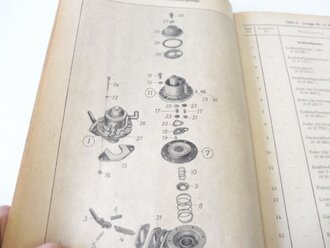 D 624/2 "Kleines Kettenkraftrad ( Sd.Kfz.2 ) Typ HK 101, Ersatzteiliste vom 17.6.43" 247 Seiten, Einband verschmutzt und mit geschwärzten Stempeln