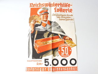 Reichswinterhilfe Lotterie 1934/35, Plakat 37,5 x 58cm. die Seiten leicht beschnitten