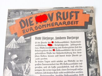 Handzettel " Die NSV ruft zur Sommerarbeit" DIN...