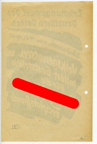 Handzettel DIN A5 "meldet Gaststellen für die Adolf Hitler Freiplatzspende"