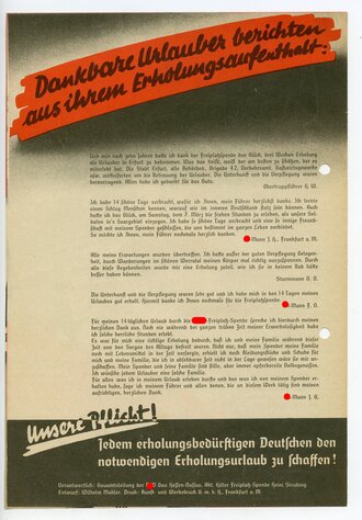 Handzettel DIN A5 " Adolf Hitler Freiplatzspende -...
