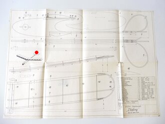 Bauplan " Schüler Segelmodell Zögling" gezeichnet 1938