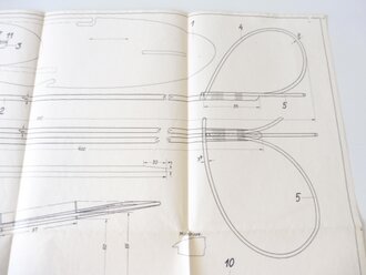 Bauplan " Schüler Segelmodell Zögling" gezeichnet 1938