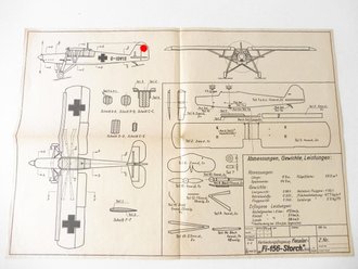 Bauplan " Fieseler Storch 156" gezeichnet 1941