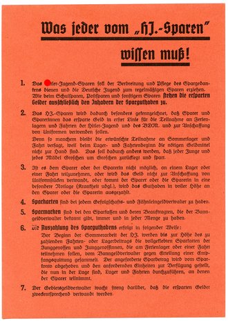 Handzettel " Was jeder vom HJ Sparen wissen muß!" DIN A5, diverse am Lager, Preis pro 1 Stück