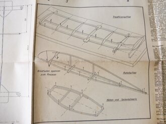 Bauplan NSFK Einheits-Segelflugmodell "Jungvolk", Maße 59 x 86 cm