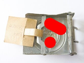 HJ Koppelschloss Eisen lackiert, ungebrauchtes Stück mit RZM Etikett