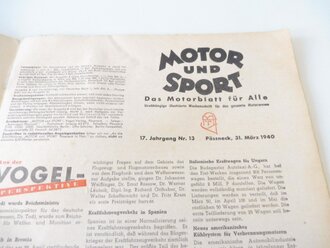 "Motor und Sport" Auf Spähfahrt, Ausgabe A vom  31. März 1940, Seite 15 + 17 verschnitten