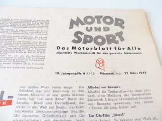 "Motor und Sport" Mahle Kolben, Ausgabe A vom  22.März 1942