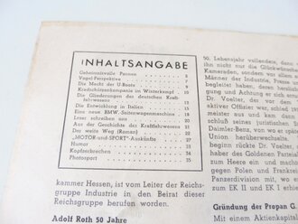 "Motor und Sport" Mahle Kolben, Ausgabe A vom  22.März 1942