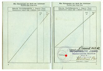 Generalgouvernement ( Besetzte polnische Gebiete ) Arbeitskarte einer Hausgehilfin aus Jaslo