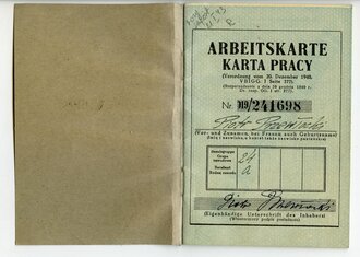 Generalgouvernement ( Besetzte polnische Gebiete ) Arbeitskarte eines Lokomotivführers aus Warschau